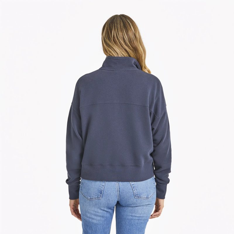 Women's Solid French Terry Boxy Quarter Zip - Image 19