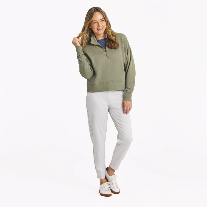 Women's Solid French Terry Boxy Quarter Zip - Image 7