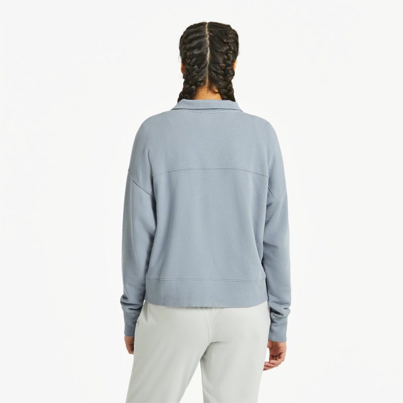 Women's Solid French Terry Boxy Quarter Zip - Image 9