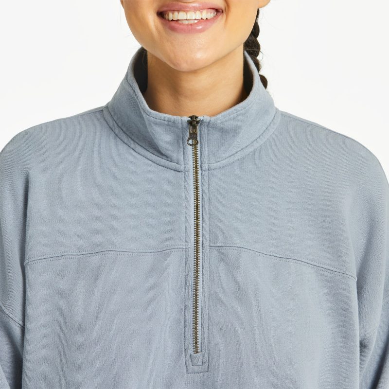 Women's Solid French Terry Boxy Quarter Zip - Image 10