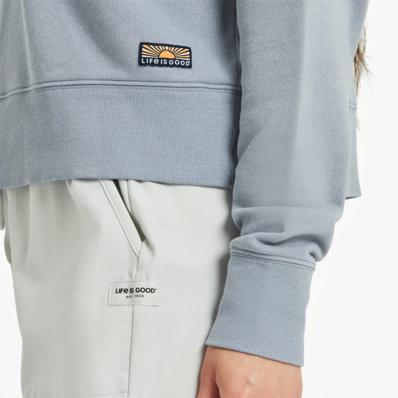 Women's Solid French Terry Boxy Quarter Zip - Image 11
