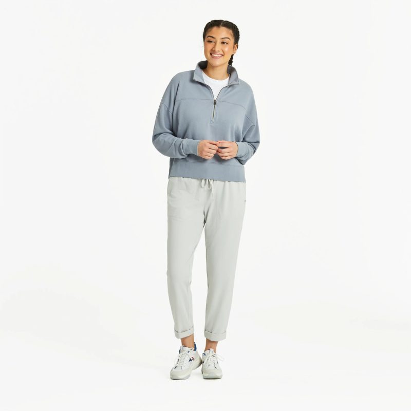 Women's Solid French Terry Boxy Quarter Zip - Image 13