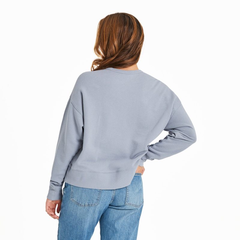Women's Solid French Terry Boxy Crew - Image 9
