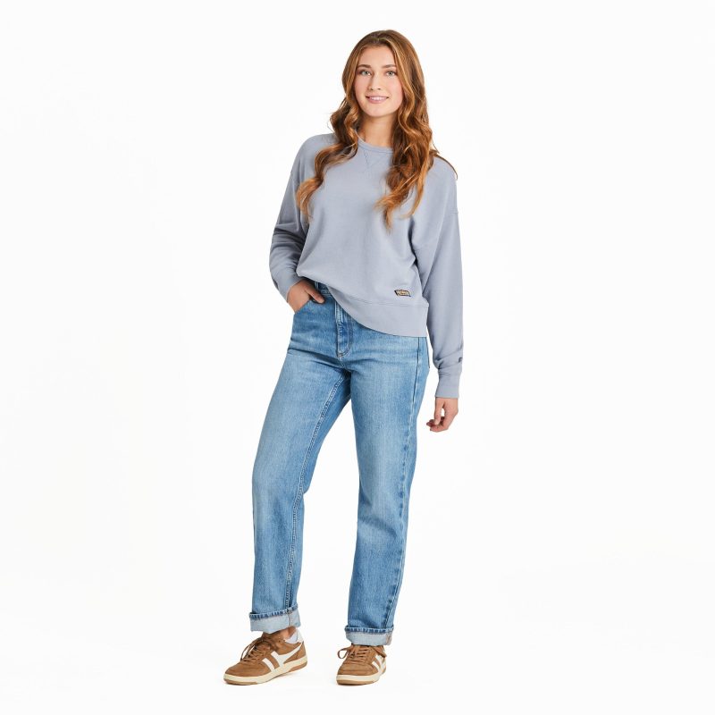 Women's Solid French Terry Boxy Crew - Image 11
