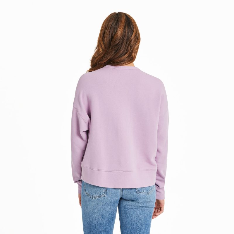 Women's Solid French Terry Boxy Crew - Image 2