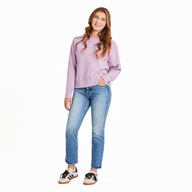 Women's Solid French Terry Boxy Crew - Image 4